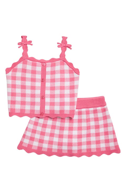 Kids' Gingham Sweater Tank & Skirt Set (Toddler & Little Kid)