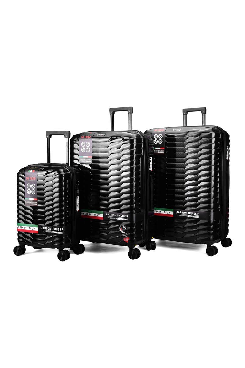 Occhio 3-Piece Hardside Luggage Set, Alternate, color, BLACK