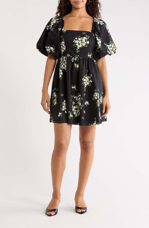Emery Floral Puff Sleeve Cotton Dress