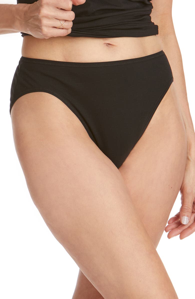 Hanky Panky Supima<sup>®</sup> Cotton High Cut Briefs, Main, color, Black