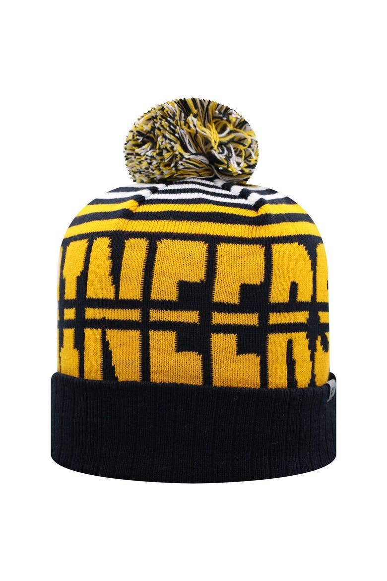 Men's Top of the World Navy/Gold West Virginia Mountaineers Colossal Cuffed Knit Hat with Pom, Alternate, color, Navy