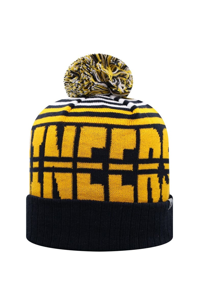 TOP OF THE WORLD Men's Top of the World Navy/Gold West Virginia Mountaineers Colossal Cuffed Knit Hat with Pom, Alternate, color,