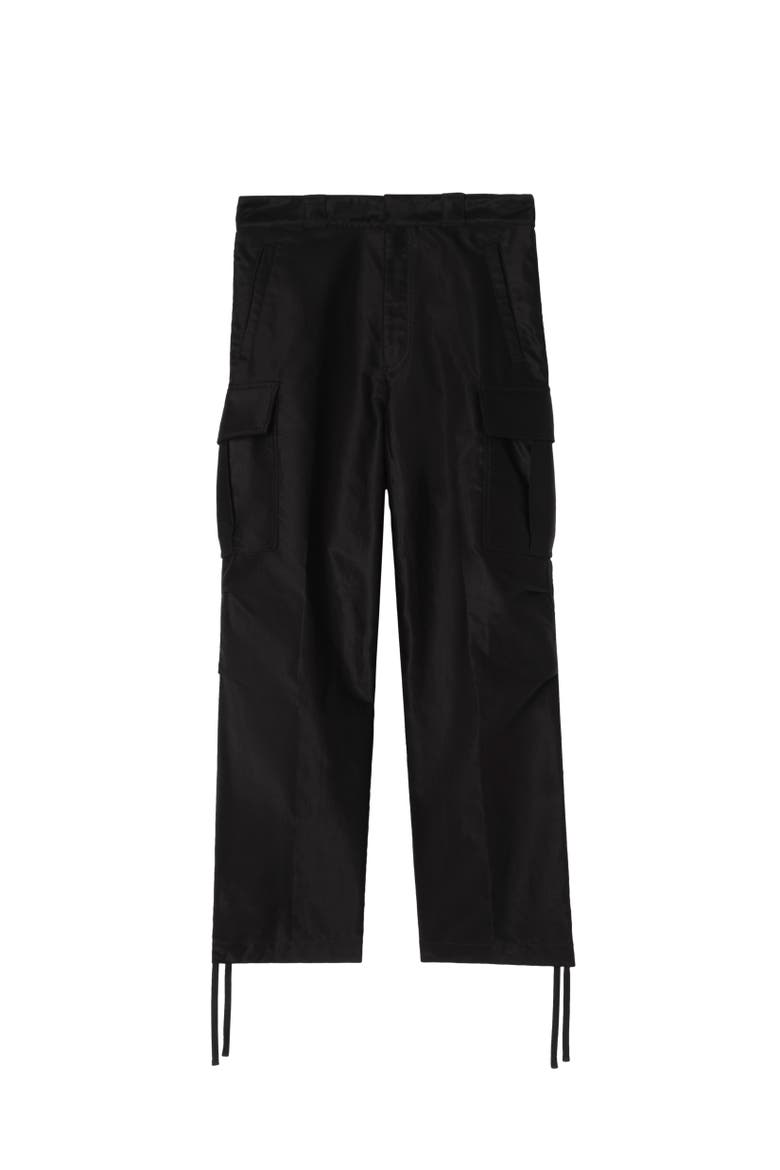 Cotton Sateen Cargo Trousers, Alternate, color, Black