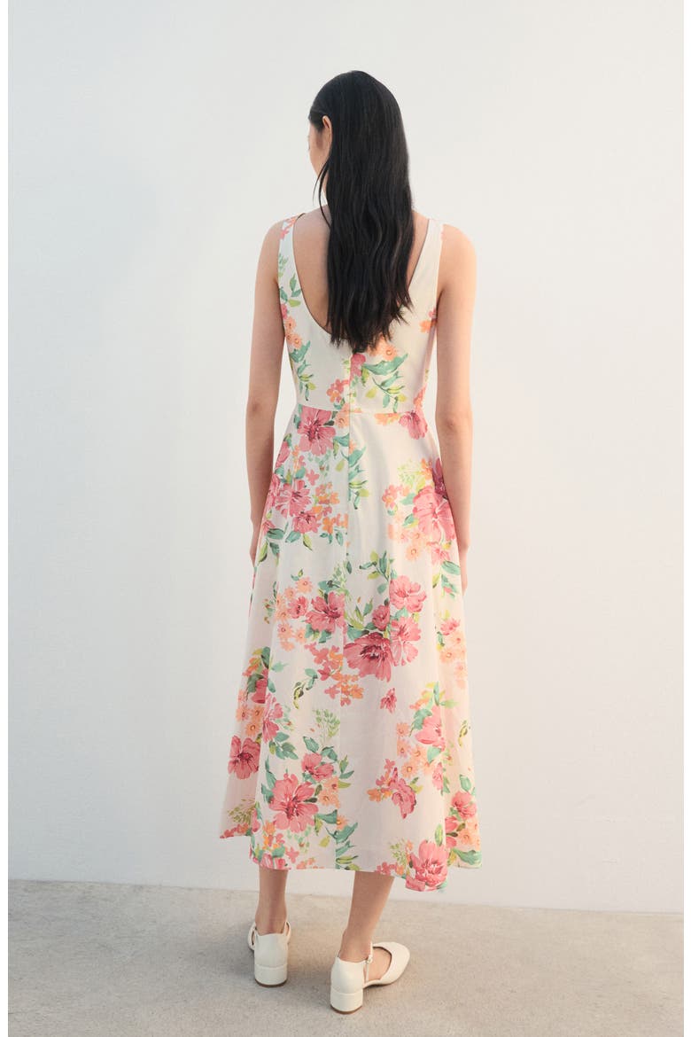 Floral Sleeveless Cotton Midi Dress, Alternate, color, OFF WHITE