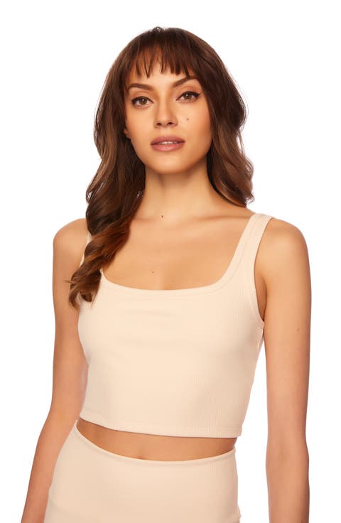 Rib Scoop Neck Crop Tank
