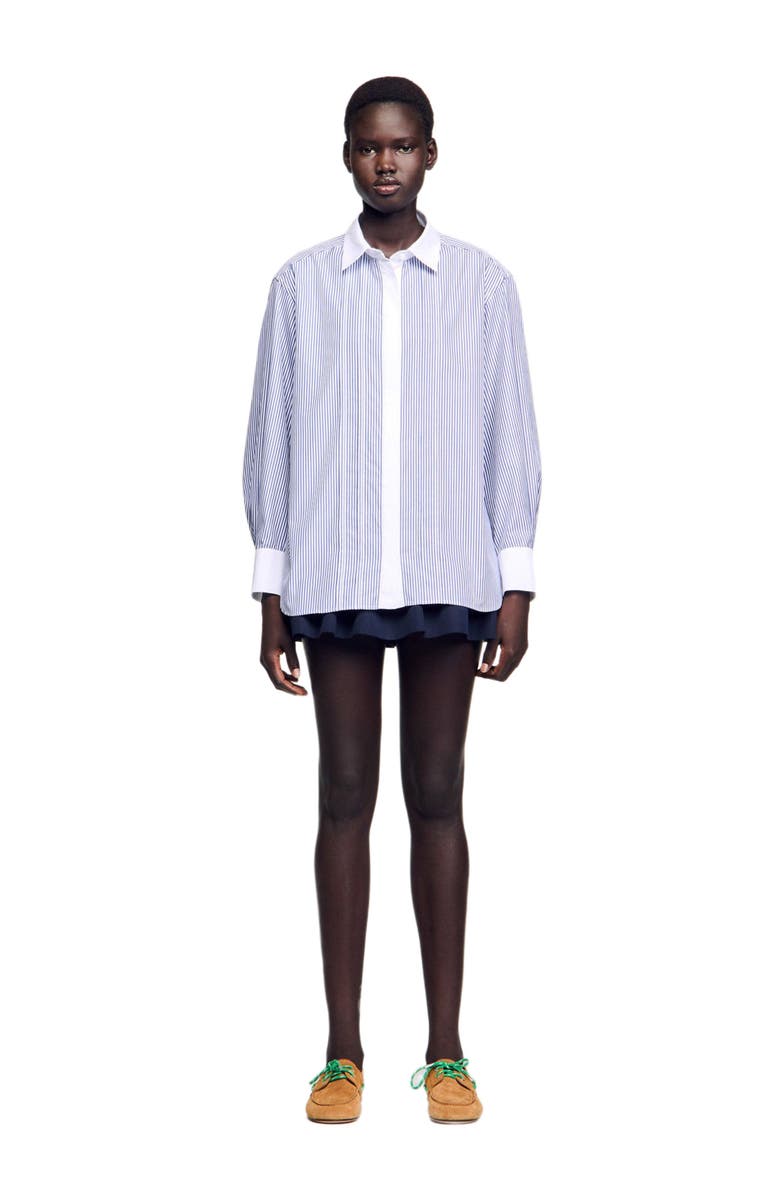 SANDRO Striped shirt, Alternate, color, Blu / White