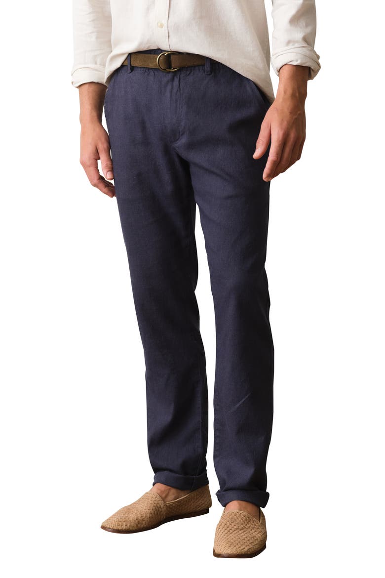 Saturday Flat Front Hemp Blend Chinos, Main, color, NAVY