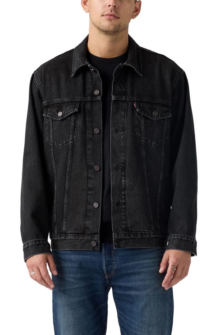 Relaxed Fit Trucker Jacket, Main, color, AT MIDNIGHT T