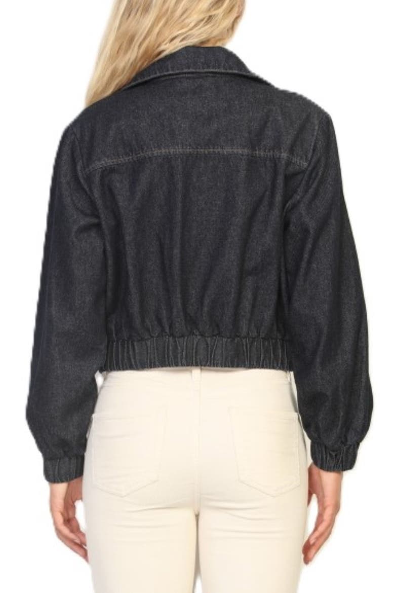 Washed Zip Front Denim Jacket, Alternate, color, DARK INDIGO