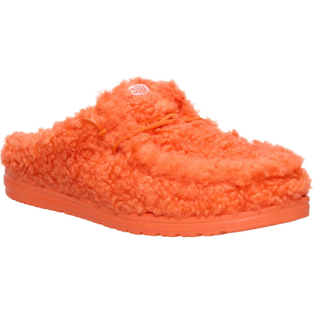 Hey Dude Wally Faux Shearling Slipper In Orange