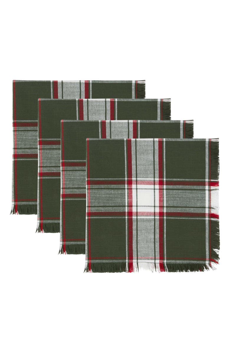 Design Imports Deck The Halls Plaid 4-Piece Napkin Set, Main, color, Deck The Halls Plaid