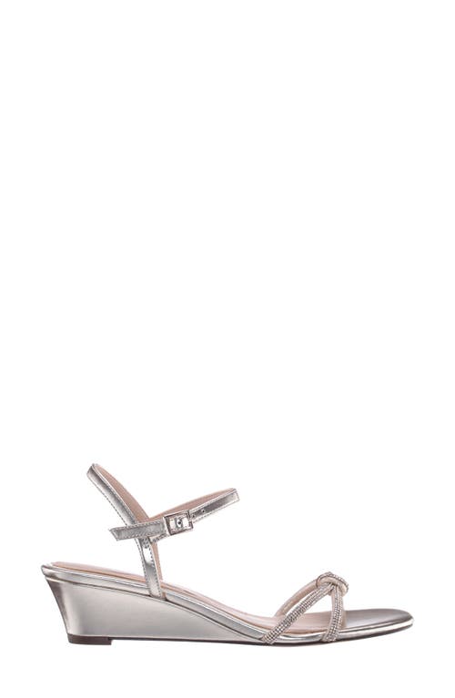 Nina Valeria Ankle Strap Wedge Sandal In Platino