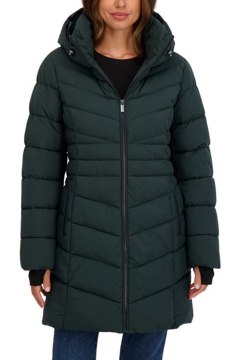 Water Resistant Hooded Long Puffer Jacket