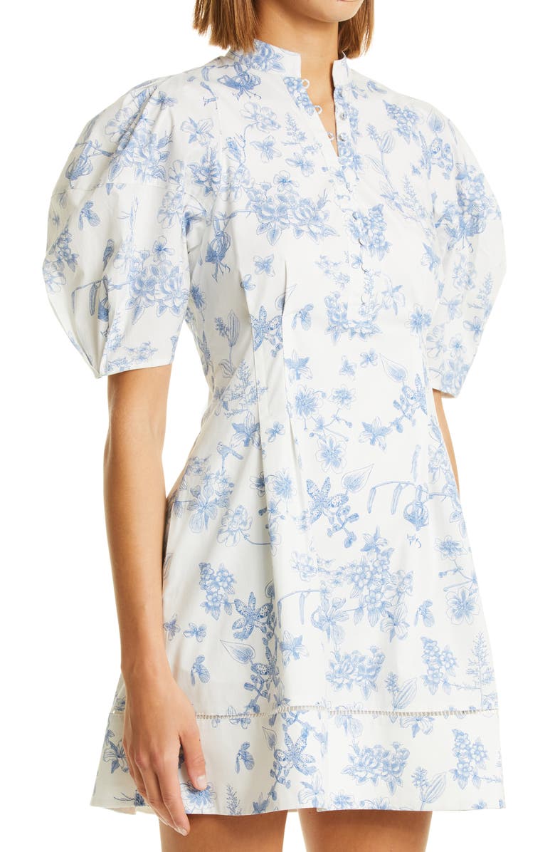 Club Monaco Floral Puff Sleeve Minidress, Alternate, color, White Multi
