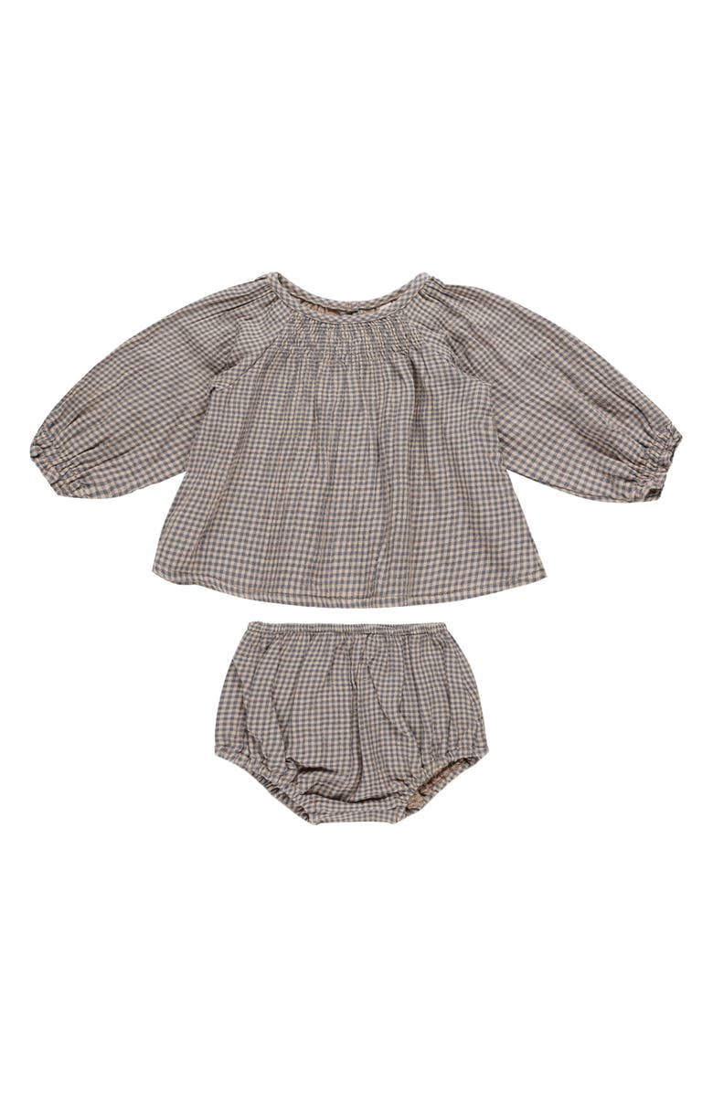 QUINCY MAE Cici Gingham Organic Cotton Top & Bloomers, Main, color, 