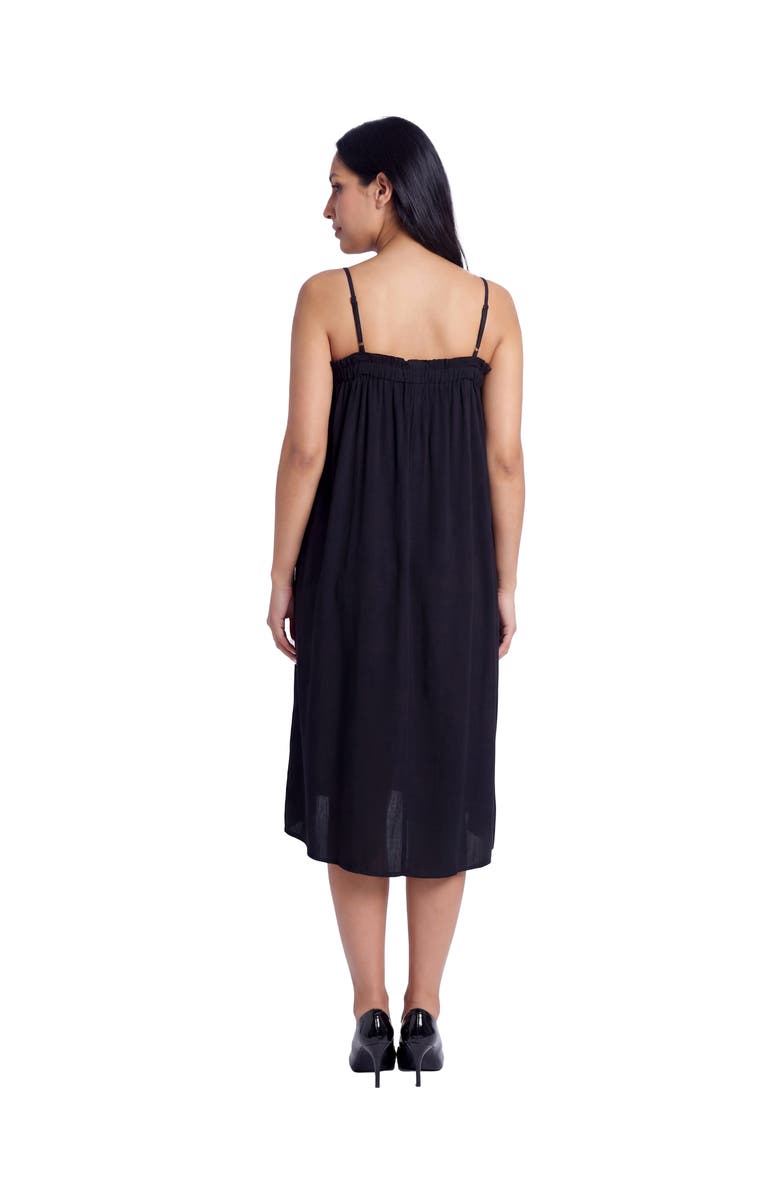 24seven Comfort Apparel Maternity Essential Spaghetti Strap Smocked Pocket A-Line Maxi Dress, Alternate, color, Black