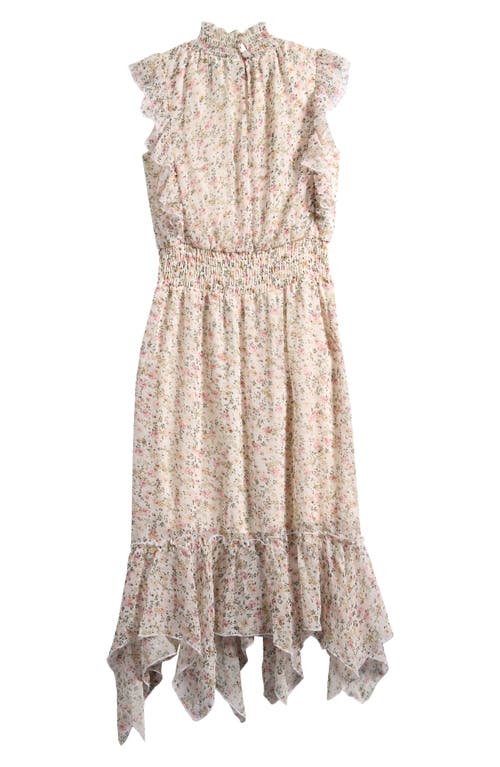 Ava & Yelly Kids' Floral Print Sleeveless Chiffon Maxi Dress In Neutral