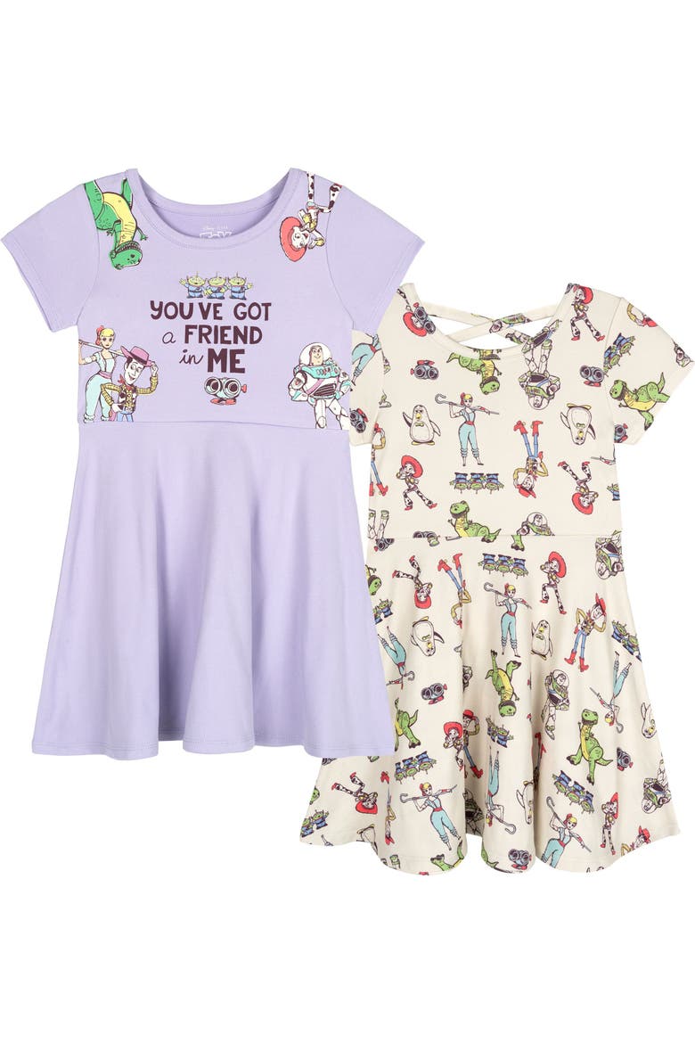 Toy Story 2-Pack Skater Dresses, Main, color, Lilac Cream