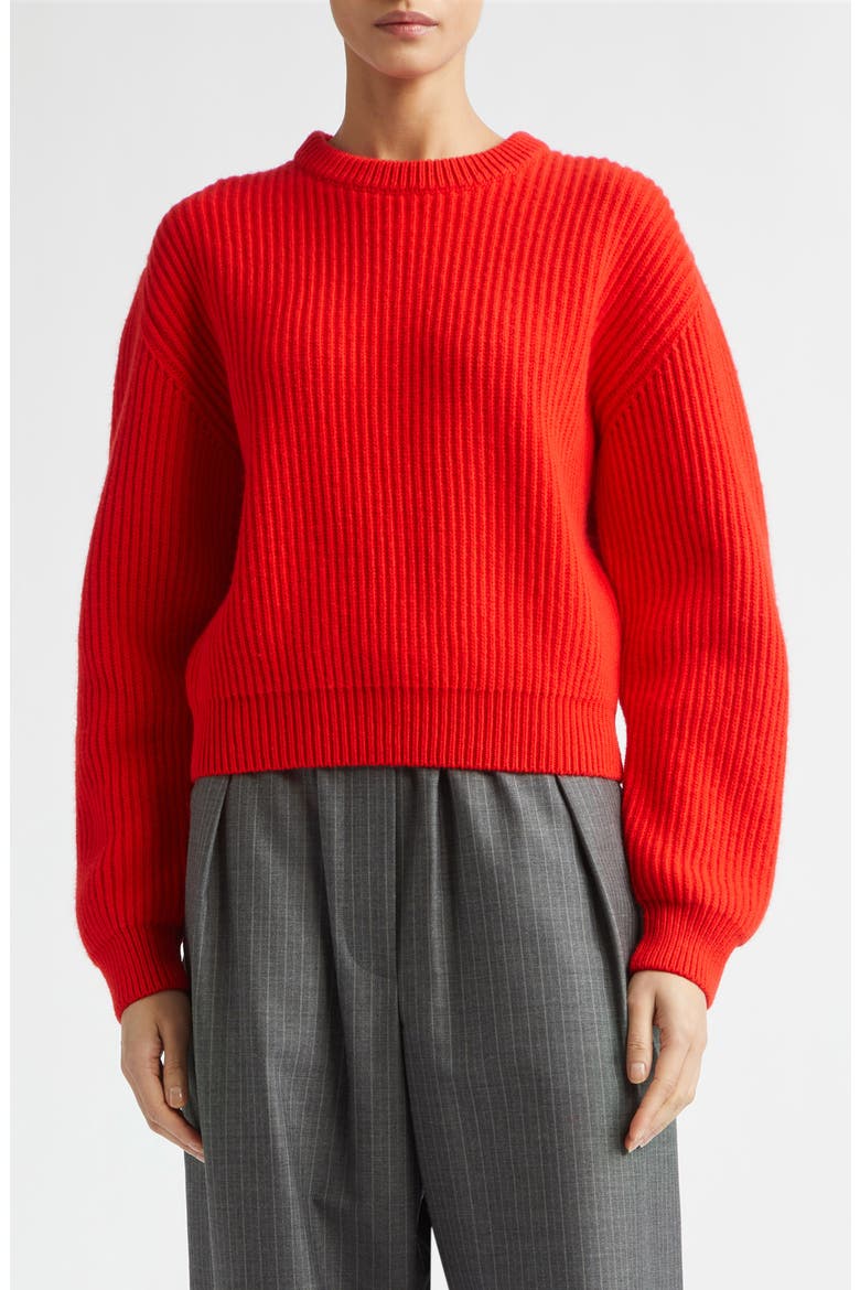 Wool Crop Sweater, Main, color, POPPY