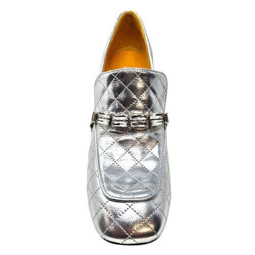 Madison Maison Heel Quilted Loafer In Silver