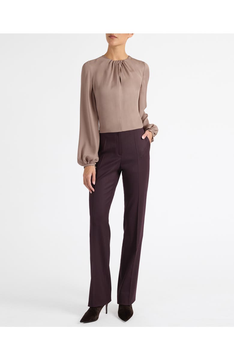 Santorelli Elena Long Sleeve Twist Neckline Blouse in Silk Charmeuse, Alternate, color, Dusty Mauve