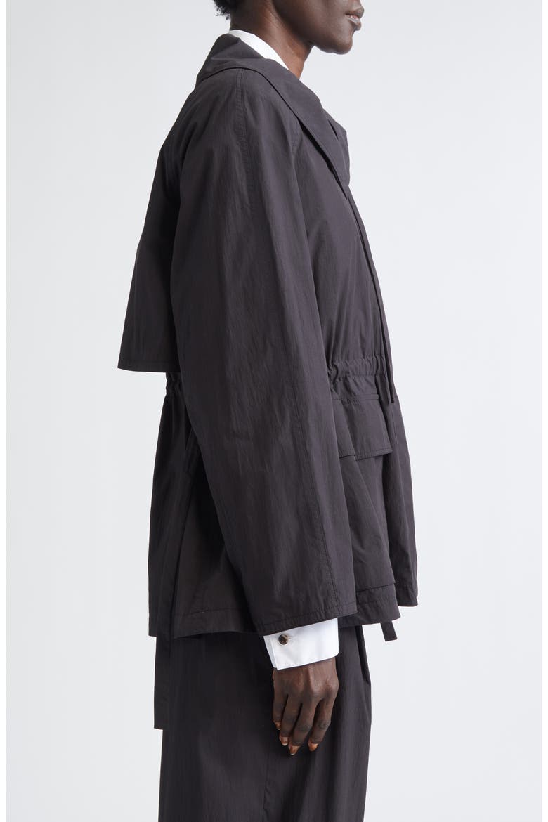 Oversize Cotton & Nylon Funnel Neck Jacket, Alternate, color, BLACK