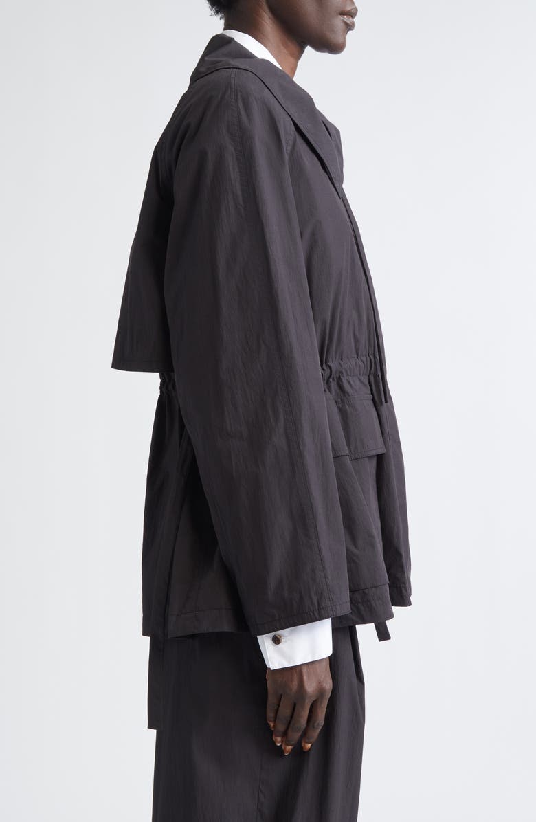 Lafayette 148 New York Oversize Cotton & Nylon Funnel Neck Jacket, Alternate, color, Black