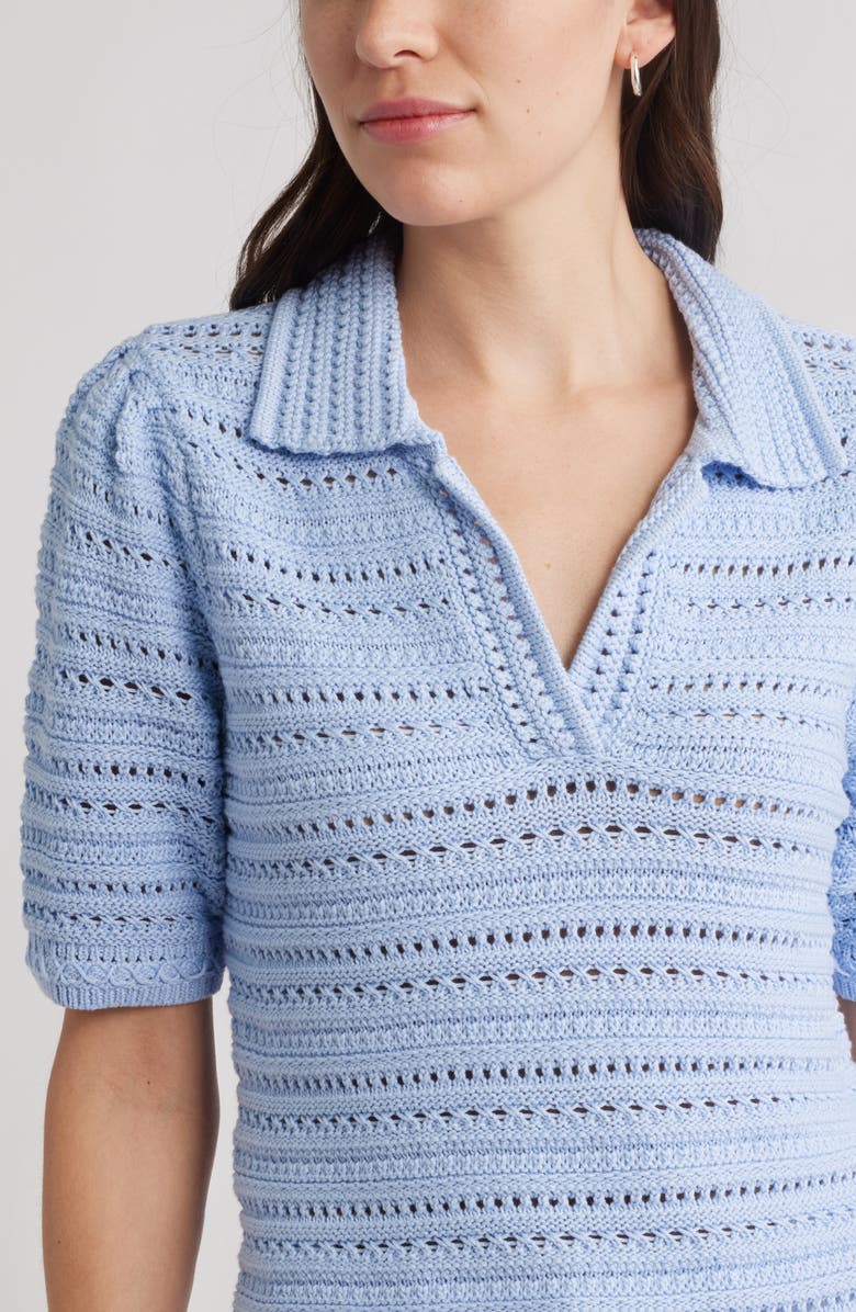 Caslon<sup>®</sup> Mixed Stitch Polo Sweater, Alternate, color, Blue Windsurfer