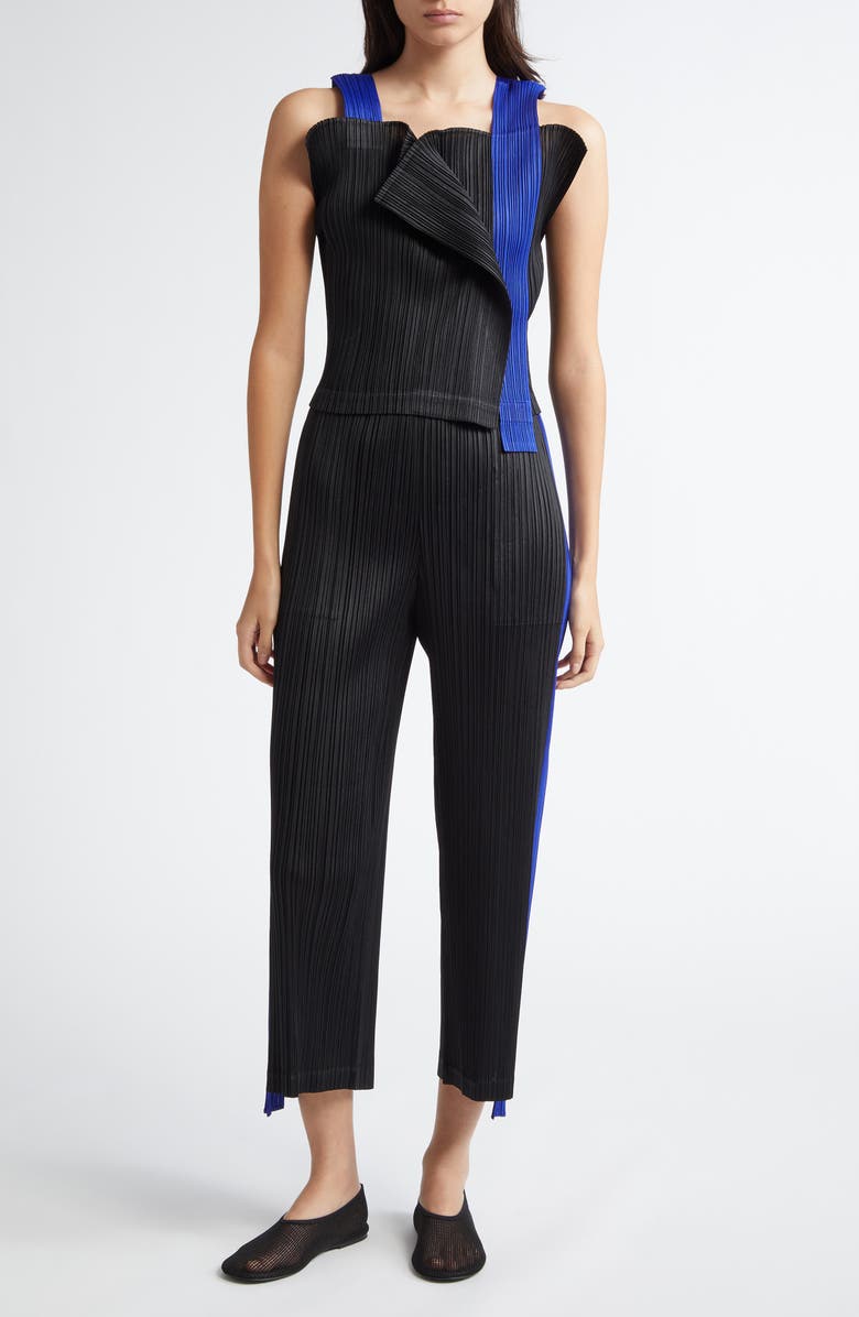 Pleats Please Issey Miyake Comet Pleated Colorblock Crop Wide Leg Pants, Alternate, color, 