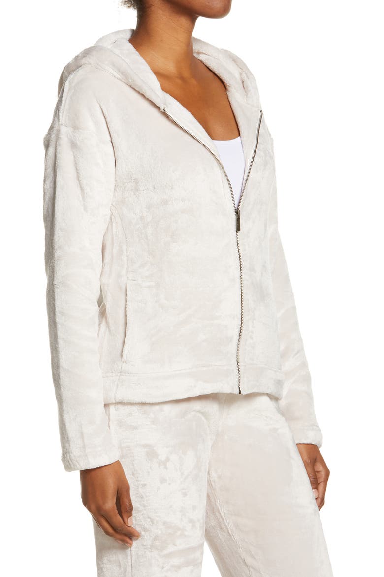 Tasha Double Face Fleece Zip Hoodie, Alternate, color, MOONBEAM
