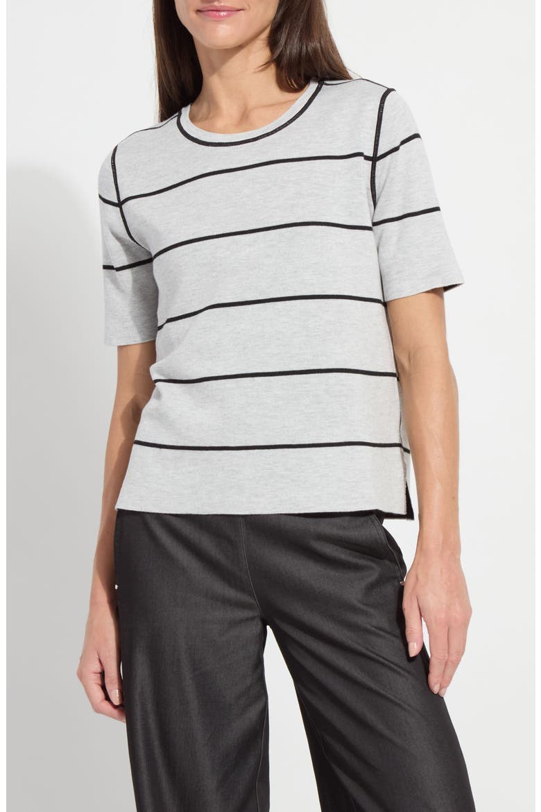 Odessa Reversible Short Sleeve Sweater, Alternate, color, BLACK/ PEARL GREY MELANGE