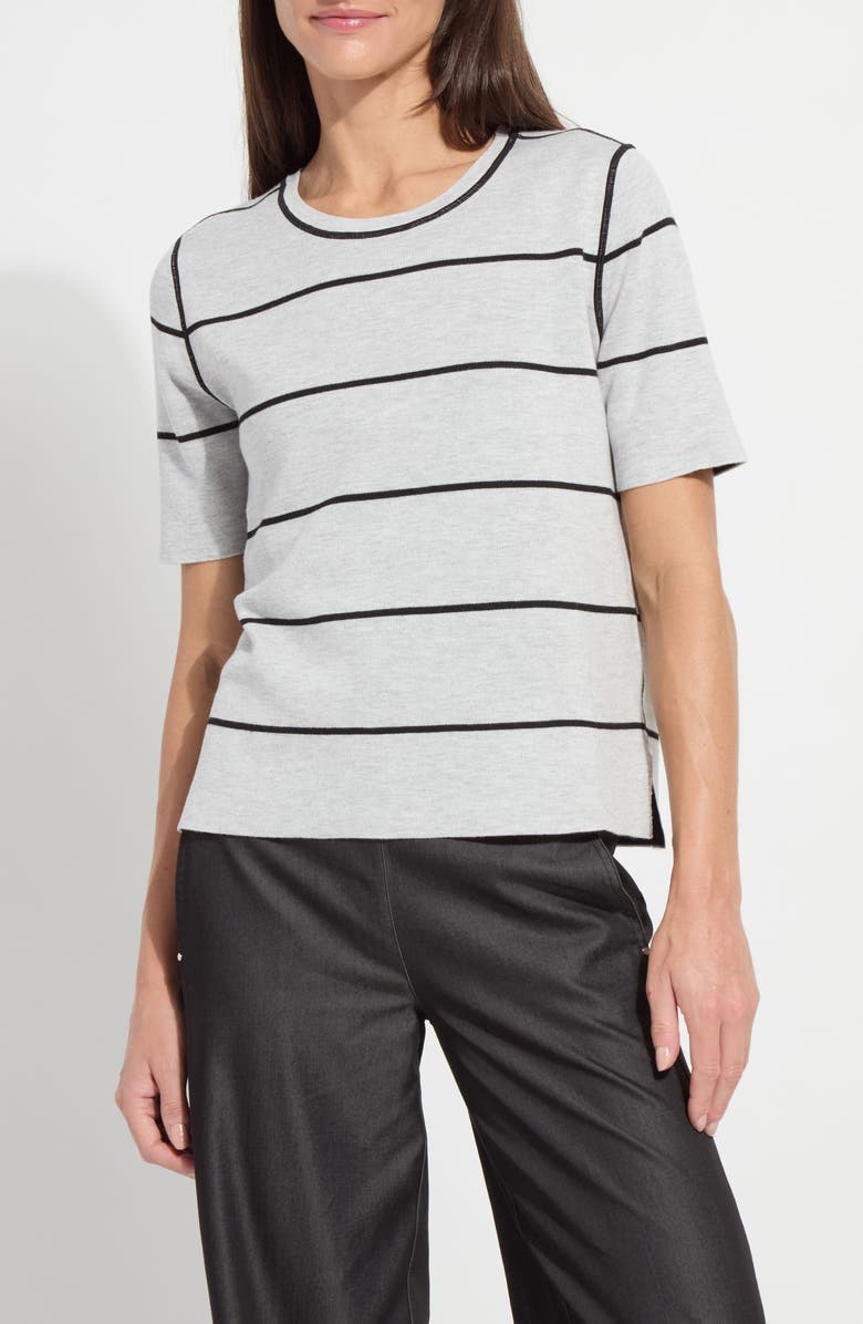 Lysse Odessa Reversible Short Sleeve Sweater, Alternate, color, Black/ Pearl Grey Melange