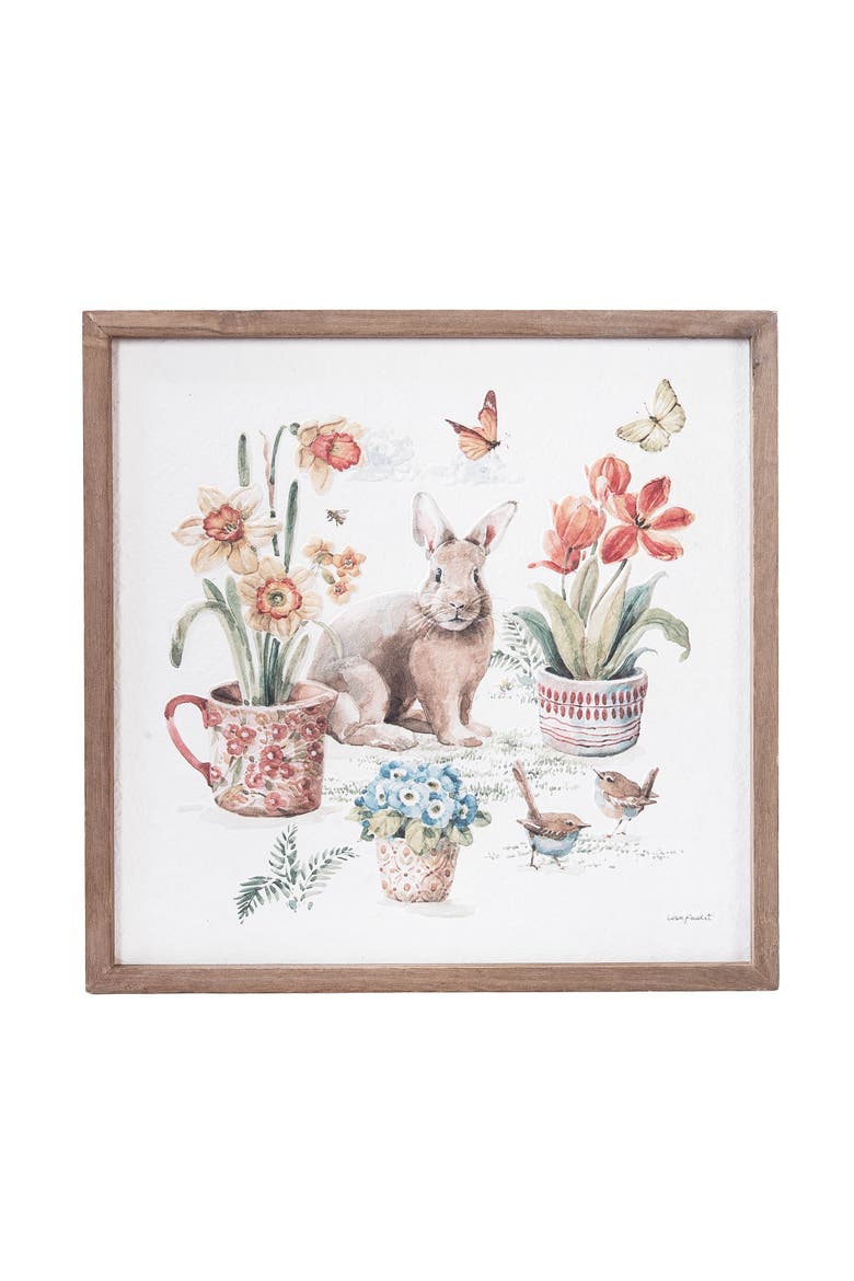 Little Garden Bunny Graphic Print Wall Art Décor 15.75", Main, color, Brown