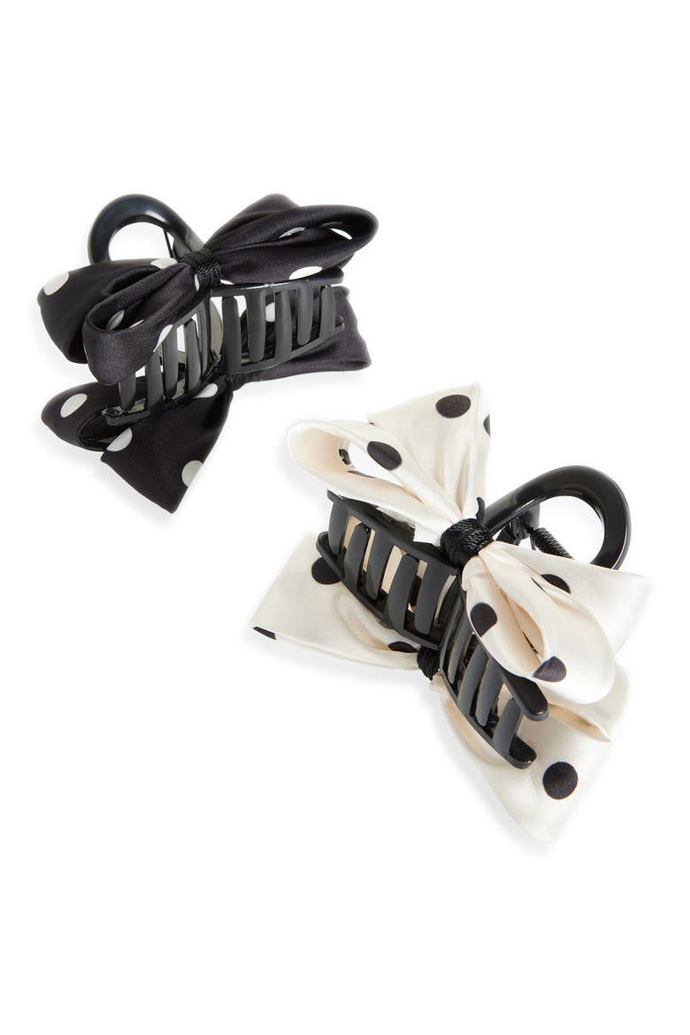 Kids' Set of t Polka Dot Hair Jaw Clips, Main, color, BLACK