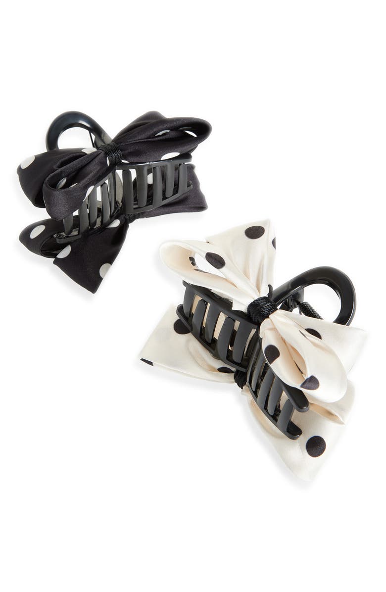 Cara Kids' Set of t Polka Dot Hair Jaw Clips, Main, color,