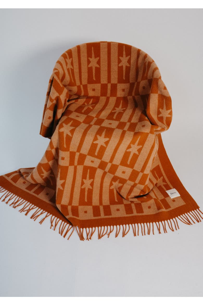 Lambswool Jaquard Throw Blanket, Alternate, color, Almond Celestial Tile