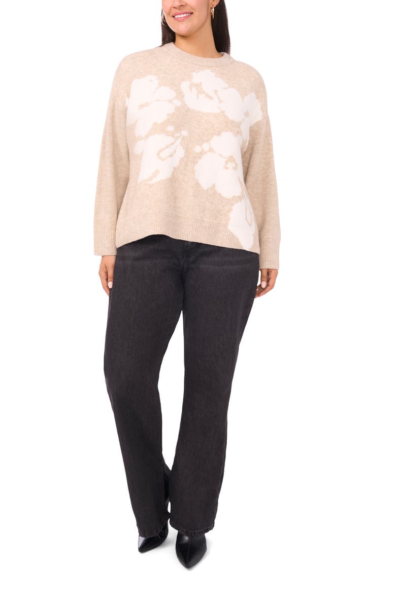 Floral Jacquard Sweater, Alternate, color, OATMEAL
