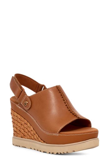 Ugg ® Abbot Wedge Slingback Sandal In Cognac