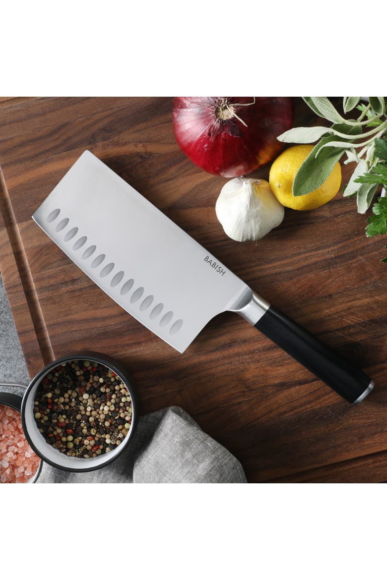 High Carbon German Steel Full Tang Forged Cleaver Knife, Alternate, color, Stainless Steel