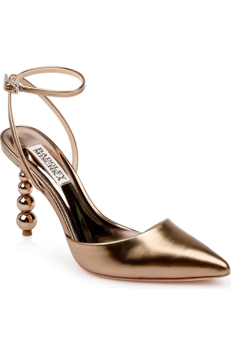 BADGLEY MISCHKA Indie II Ankle Strap Pointed Toe Pump, Main, color, Bronze