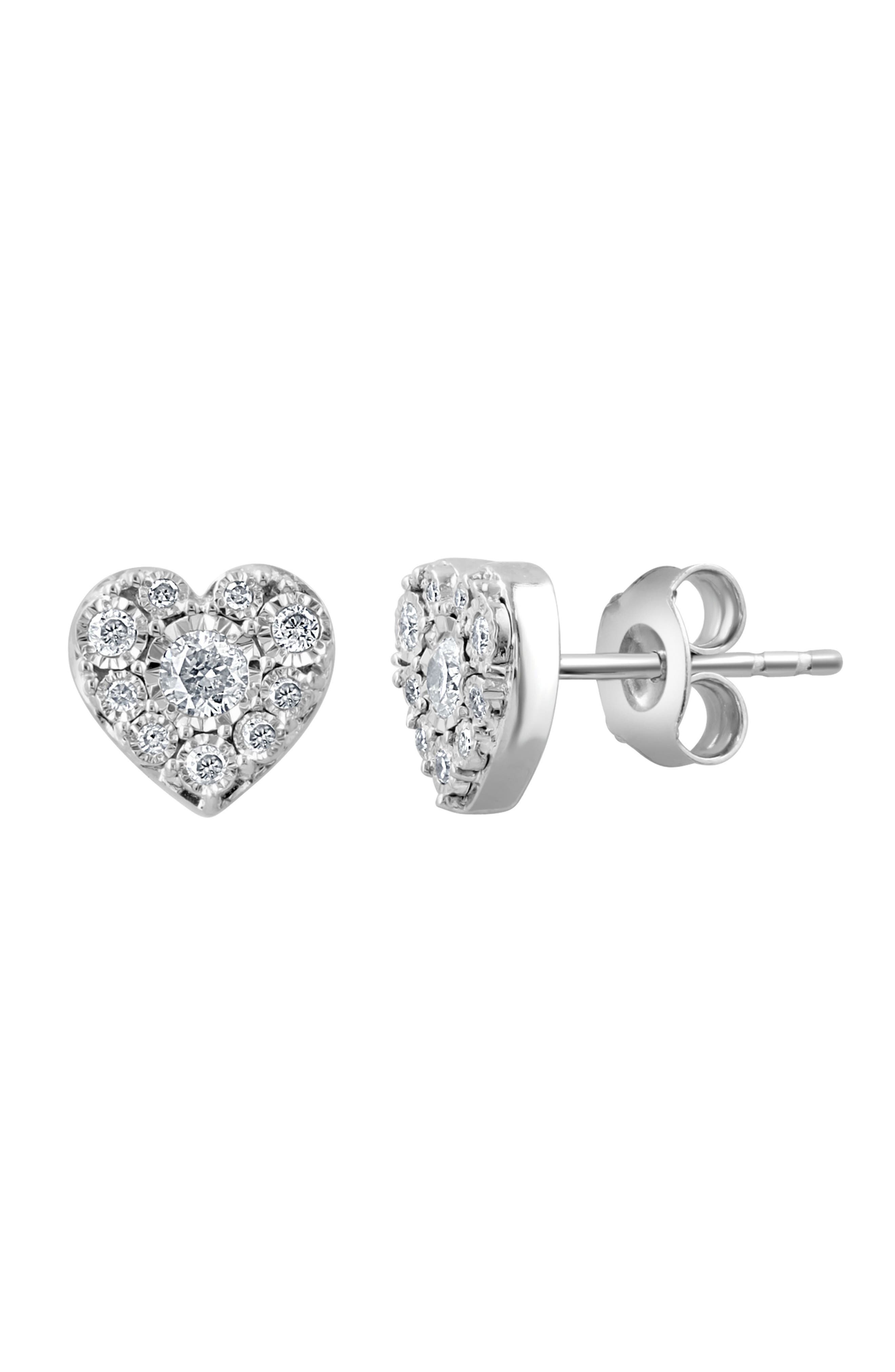 EFFY Sterling Silver Diamond Heart Stud Earrings (Women) | Nordstromrack