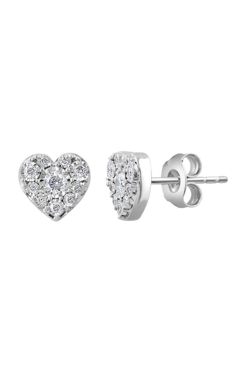 EFFY Sterling Silver Diamond Heart Stud Earrings, Alternate, color, Silver