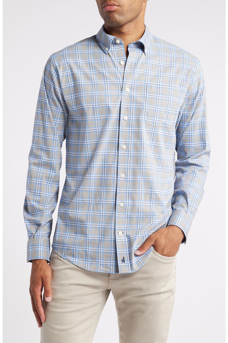 Scotty Plaid Performance Button-Down Shirt, Main, color, NAVY