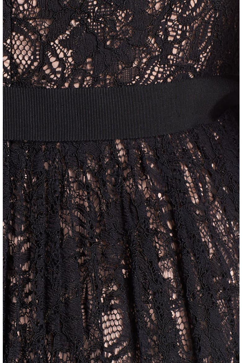 Lace Fit & Flare Dress, Alternate, color, BLACK