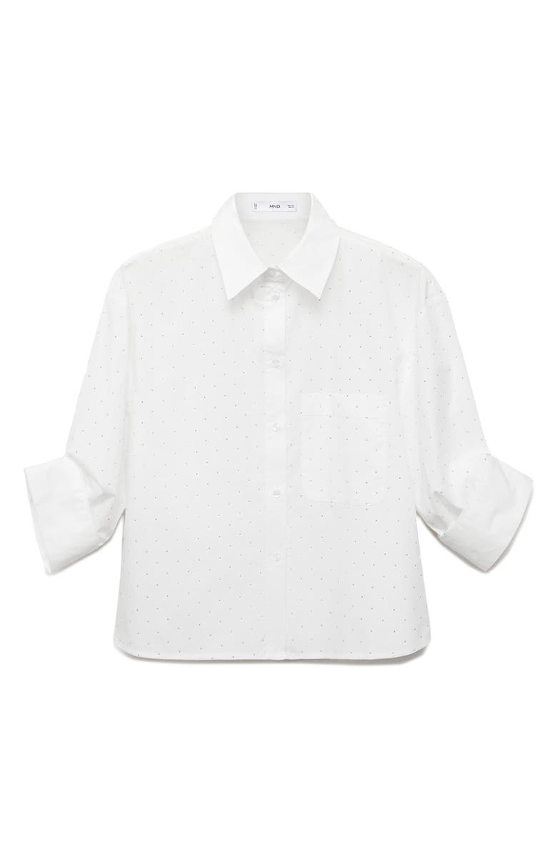 MANGO Embellished Stripe Button-Up Shirt, Alternate, color, Off White