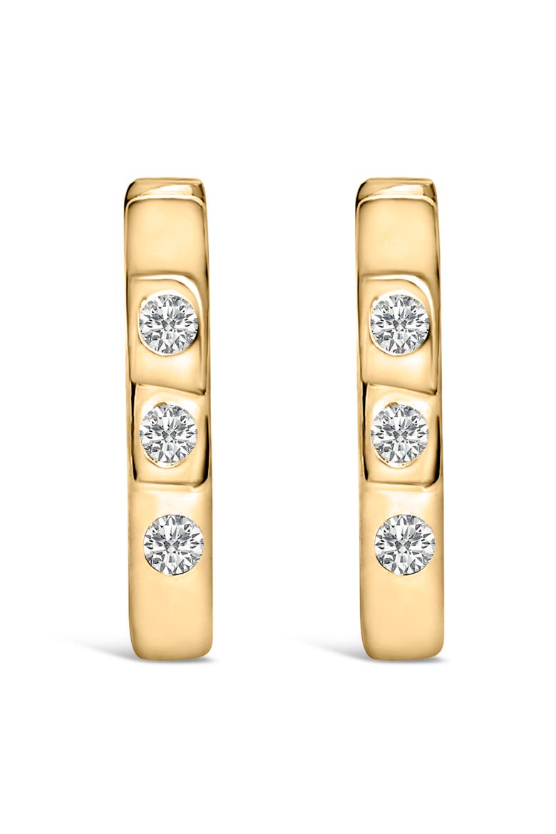 10K Gold 1/10 Cttw Three Stone Lab Grown Diamond Oval Huggies Hoop Earrings, Main, color, Yellow