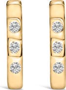 Haus of Brilliance 10K Gold 1/10 Cttw Three Stone Lab Grown Diamond Oval Huggies Hoop Earrings