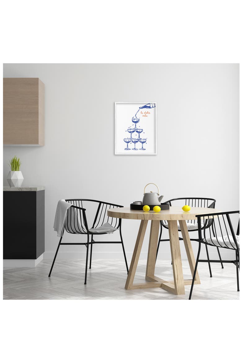Pouring Champagne Tower Framed Art Print, Alternate, color, BLUE