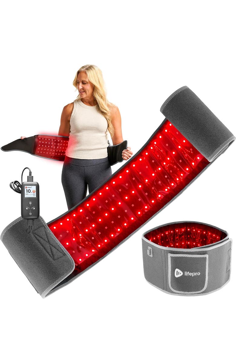Lifepro Allevared Red Light Therapy Belt  Infrared 660nm and 850nm lights, Main, color, Grey