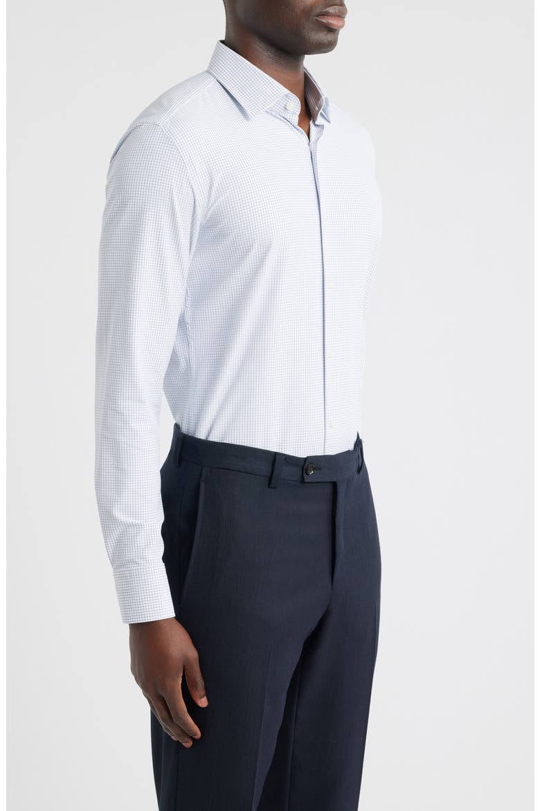 Hank Slim Fit Microcheck Stretch Dress Shirt, Alternate, color, DK BU